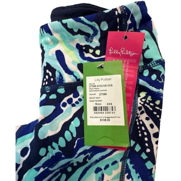 Lilly Pulitzer Luxletic Weekender Legging Crash the Bash in Bright Blue XXS NWT - Picture 7 of 10